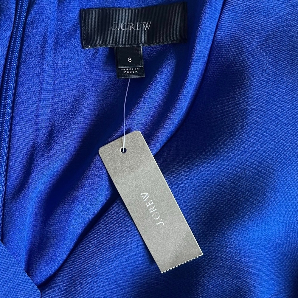 J.Crew Womens Royal Blue V-Neck Sleeveless Fit & Flare Dress E0068 Size 8 NWT - Picture 6 of 11